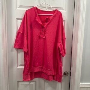 Women's Pink Button-Up Tunic Top size 2x